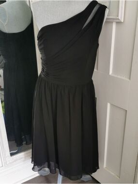 Alfred Angelo One Shoulder Formal Cocktail  Prom Bridal Black Dress. Size 10